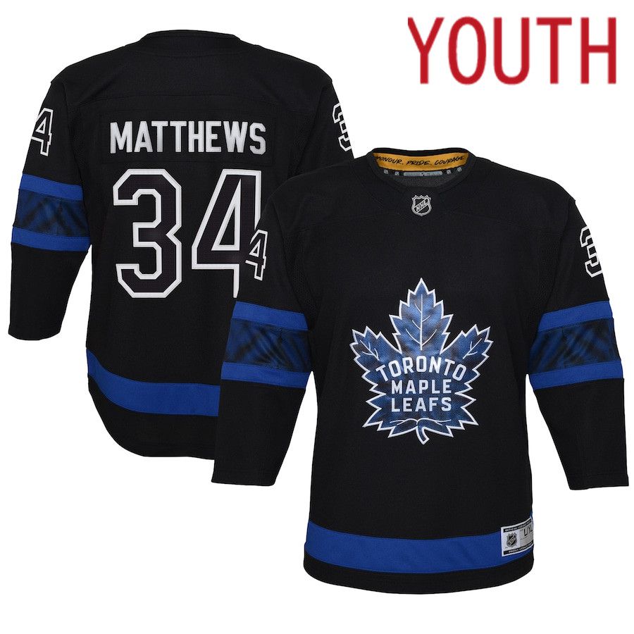 Youth Toronto Maple Leafs #34 Auston Matthews Black Alternate Premier Player NHL Jersey->youth nhl jersey->Youth Jersey